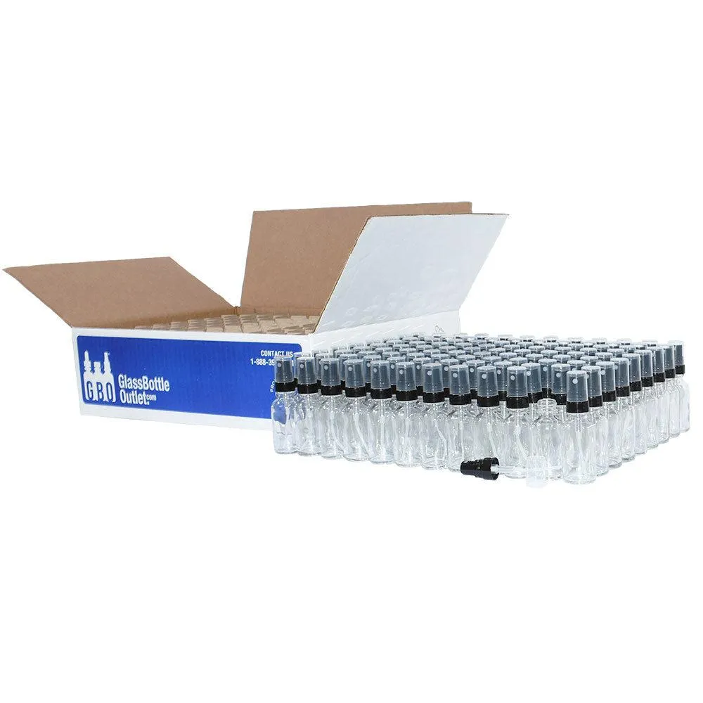 1 oz. Clear Boston Round with Black Fine-Mist Sprayer (Smooth) (.16 ml Per Spray) (20/400) (V8) (V20)