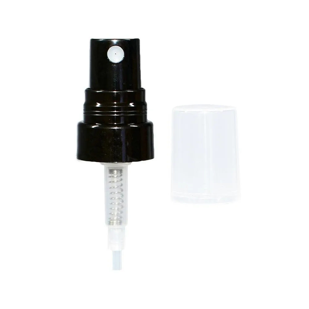 1 oz. Clear Boston Round with Black Fine-Mist Sprayer (Smooth) (.16 ml Per Spray) (20/400) (V8) (V20)