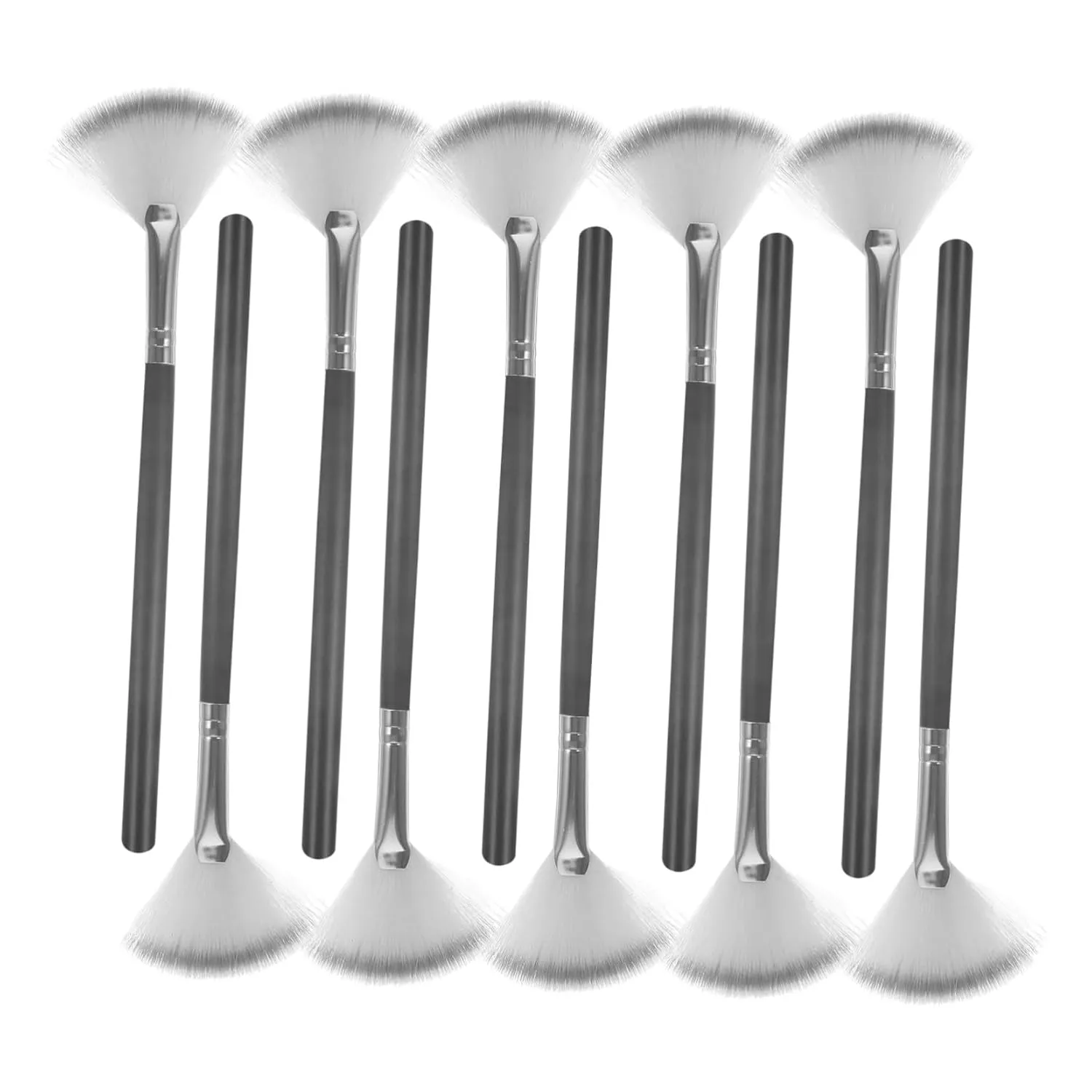 10pcs Fan Brushes for Makeup Blush Brush Highlighter Applicator Compact Aesthetician Tools for Precise Application of Loose Powder and Acid Travel-friendly Design