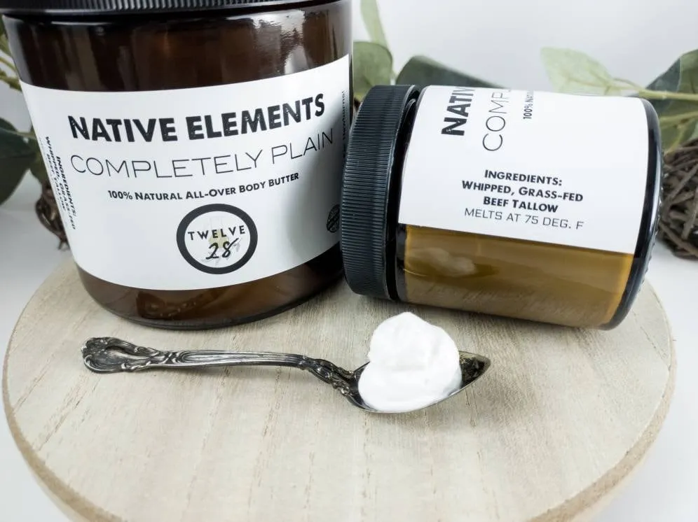 16 oz. PLAIN Grass-fed Tallow Body Butter | New Born Babies & Children, Unscented For Dry Sensitive Skin - Fragrance Free
