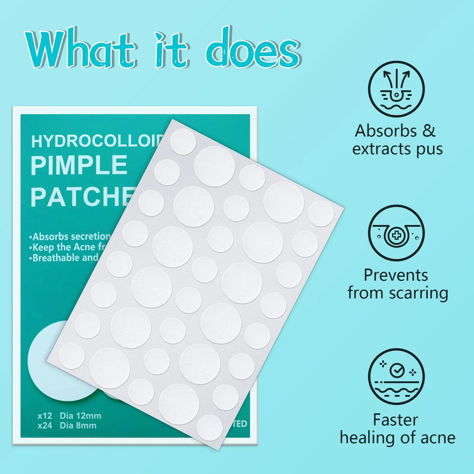 180 Counts Pimple Patches for Face Hydrocolloid Acne Patches for face Invisible Zit Patches for Face Pimple Patch Acne Spot Treatment Patch Blemish Patches Cover Patches Stickers