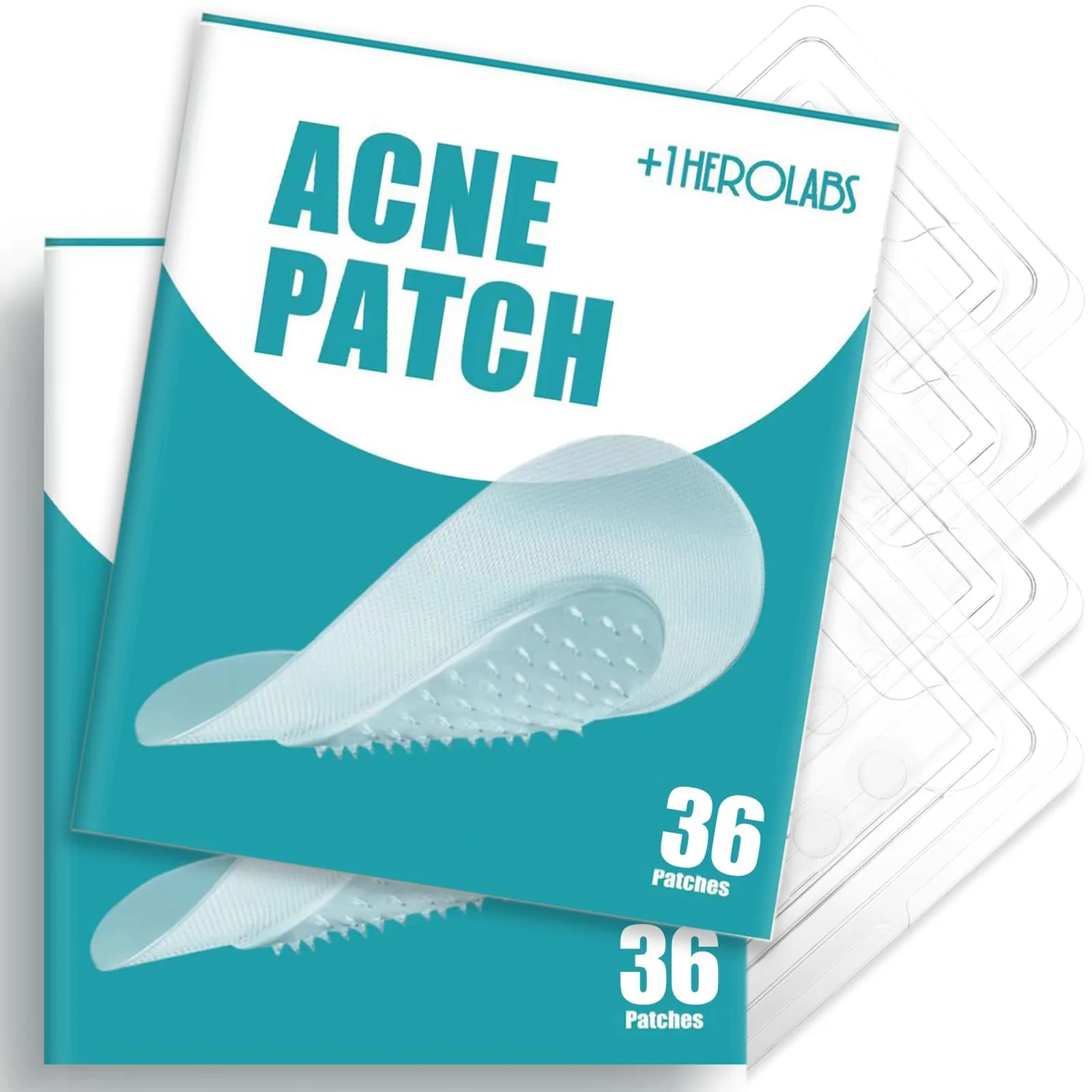  1HEROLABS Microdart Acne Patch - Hyaluronate, Salicylic Acid, Vitamin C, Microdart Pimple Patch for Deep, Early Stage and Hidden Pimples (36 Patches - 2 Pack)