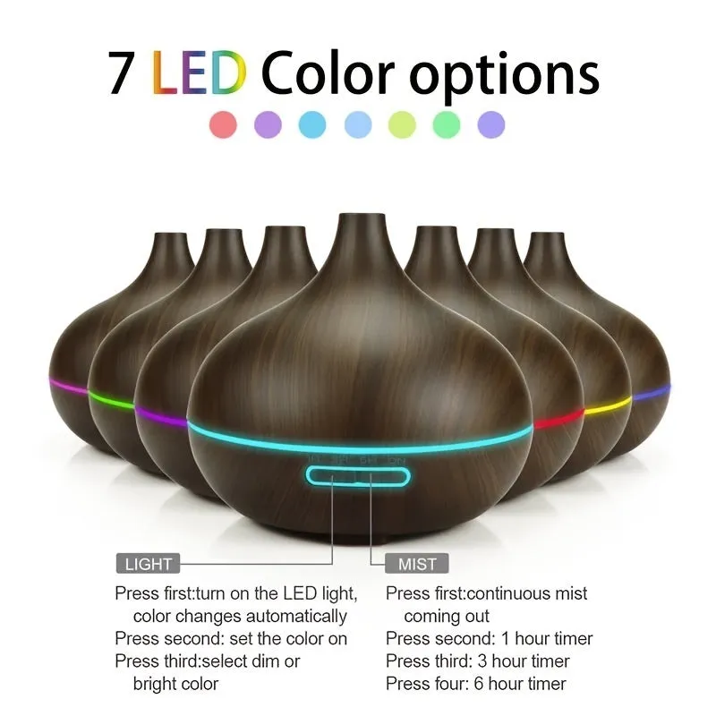 1pc 19.36oz/550ML Electric Aroma Diffuser; Essential Oil Diffuser; Air Humidifier; Ultrasonic Remote Control Color LED Lamp Mist Maker