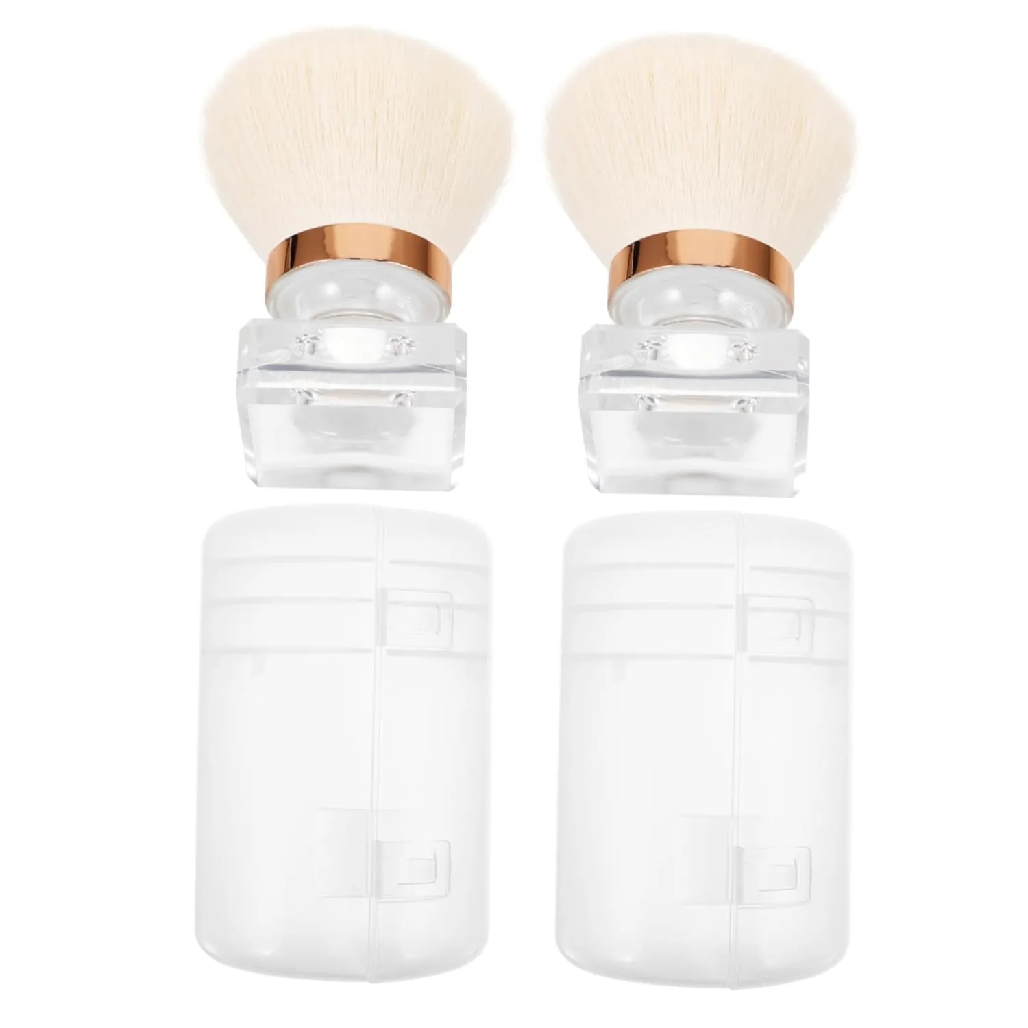 2 Sets Mushroom Head Loose Powder Makeup Brushes with Transparent Case Soft Artificial for Foundation Application and Easy Storage for Makeup Lovers