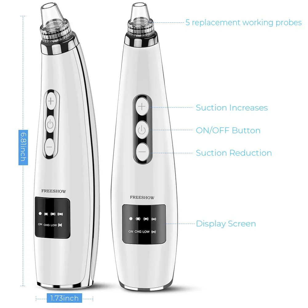 2021 Newest Blackhead Remover Vacuum Pore Cleaner, Electric Acne Comedone Whitehead Extractor with 5 Suction Power & 5 Probes, USB Rechargeable, Blackhead Pore Vacuum for Women & Men Black
