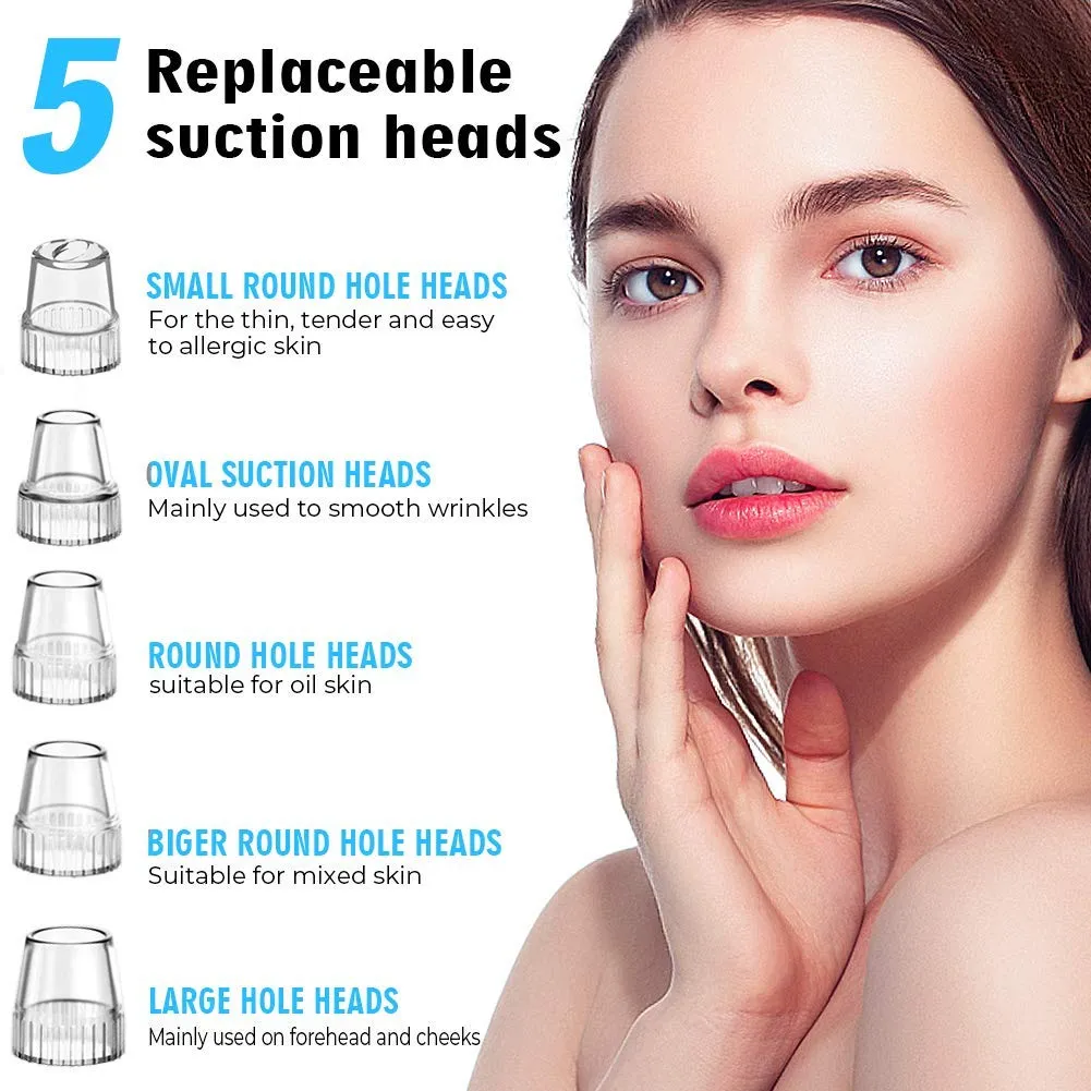 2021 Newest Blackhead Remover Vacuum Pore Cleaner, Electric Acne Comedone Whitehead Extractor with 5 Suction Power & 5 Probes, USB Rechargeable, Blackhead Pore Vacuum for Women & Men Black