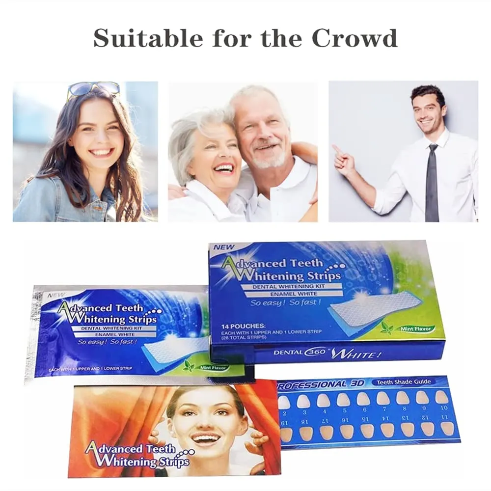 28Pcs Teeth Whitening Strips Advanced Teeth Whitening Strips Teeth Bleaching Strips Teeth Whitening Strips Kit for White Teeth and Fresh Breath