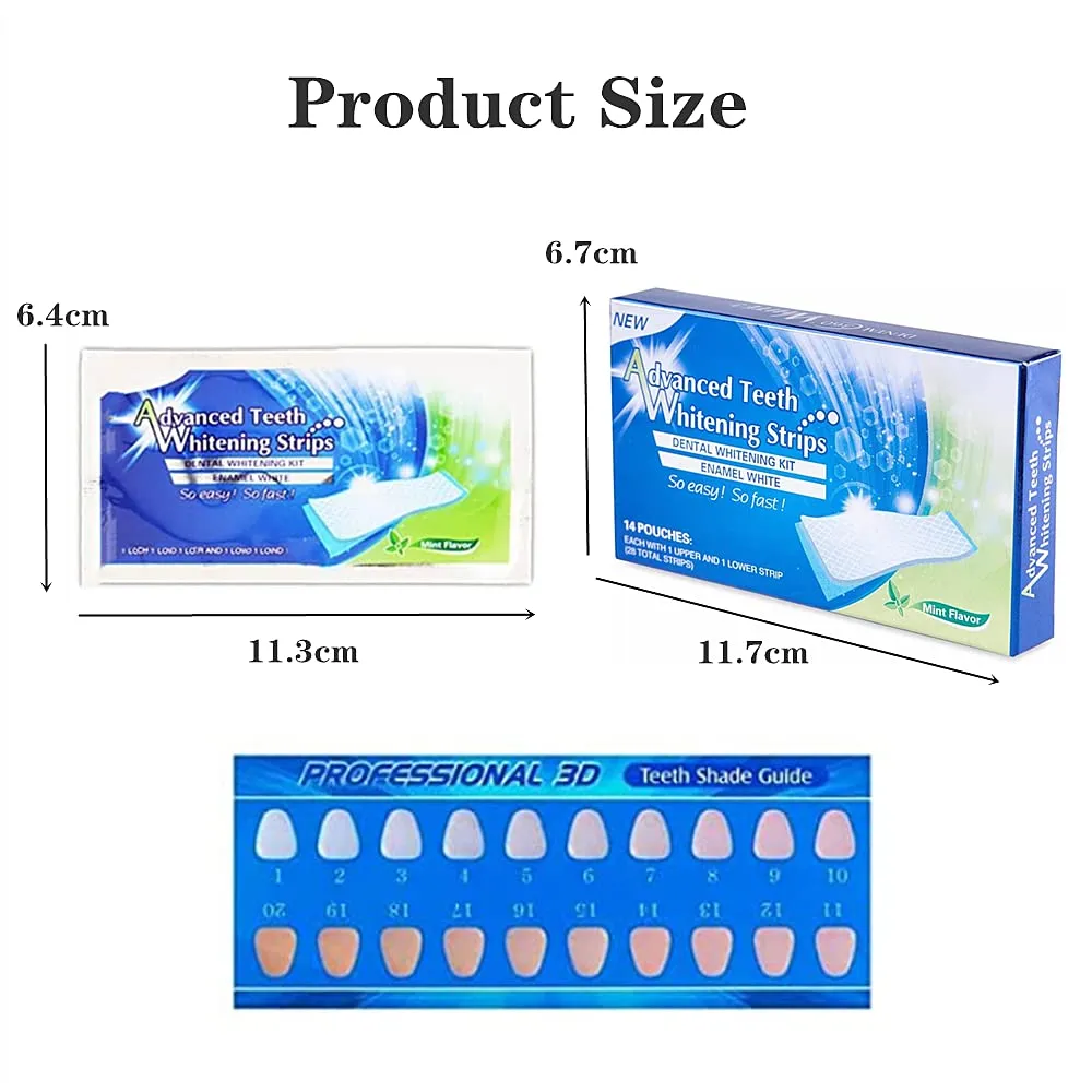 28Pcs Teeth Whitening Strips Advanced Teeth Whitening Strips Teeth Bleaching Strips Teeth Whitening Strips Kit for White Teeth and Fresh Breath
