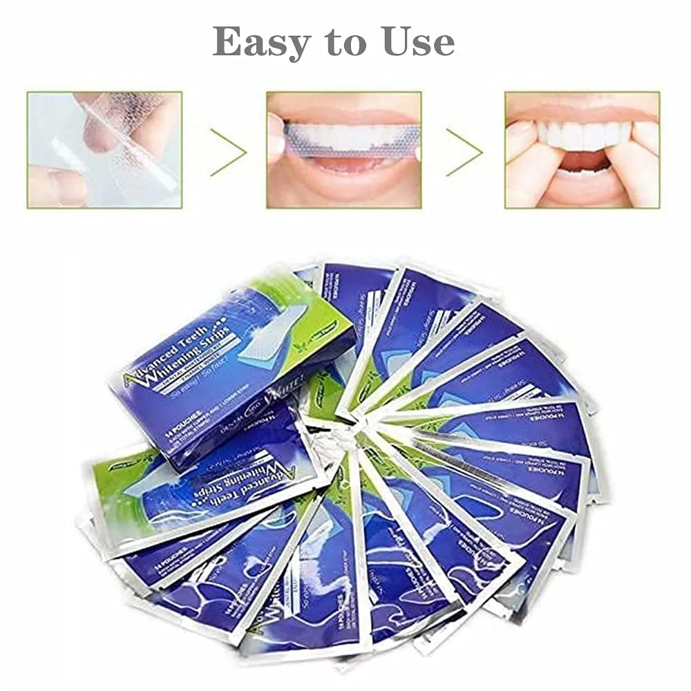 28Pcs Teeth Whitening Strips Advanced Teeth Whitening Strips Teeth Bleaching Strips Teeth Whitening Strips Kit for White Teeth and Fresh Breath