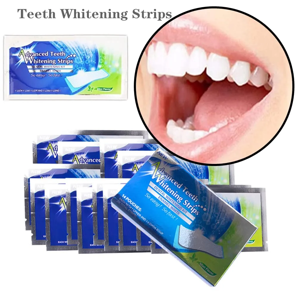28Pcs Teeth Whitening Strips Advanced Teeth Whitening Strips Teeth Bleaching Strips Teeth Whitening Strips Kit for White Teeth and Fresh Breath