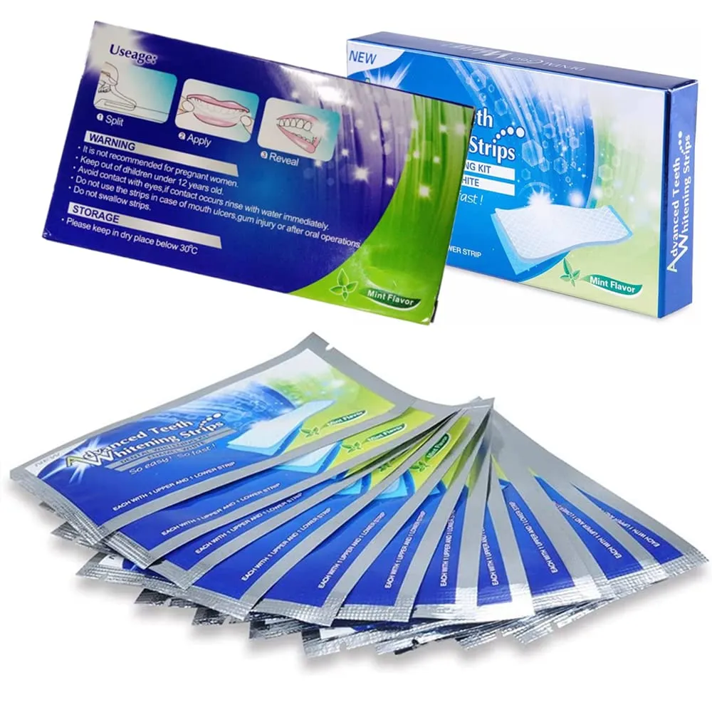 28Pcs Teeth Whitening Strips Advanced Teeth Whitening Strips Teeth Bleaching Strips Teeth Whitening Strips Kit for White Teeth and Fresh Breath