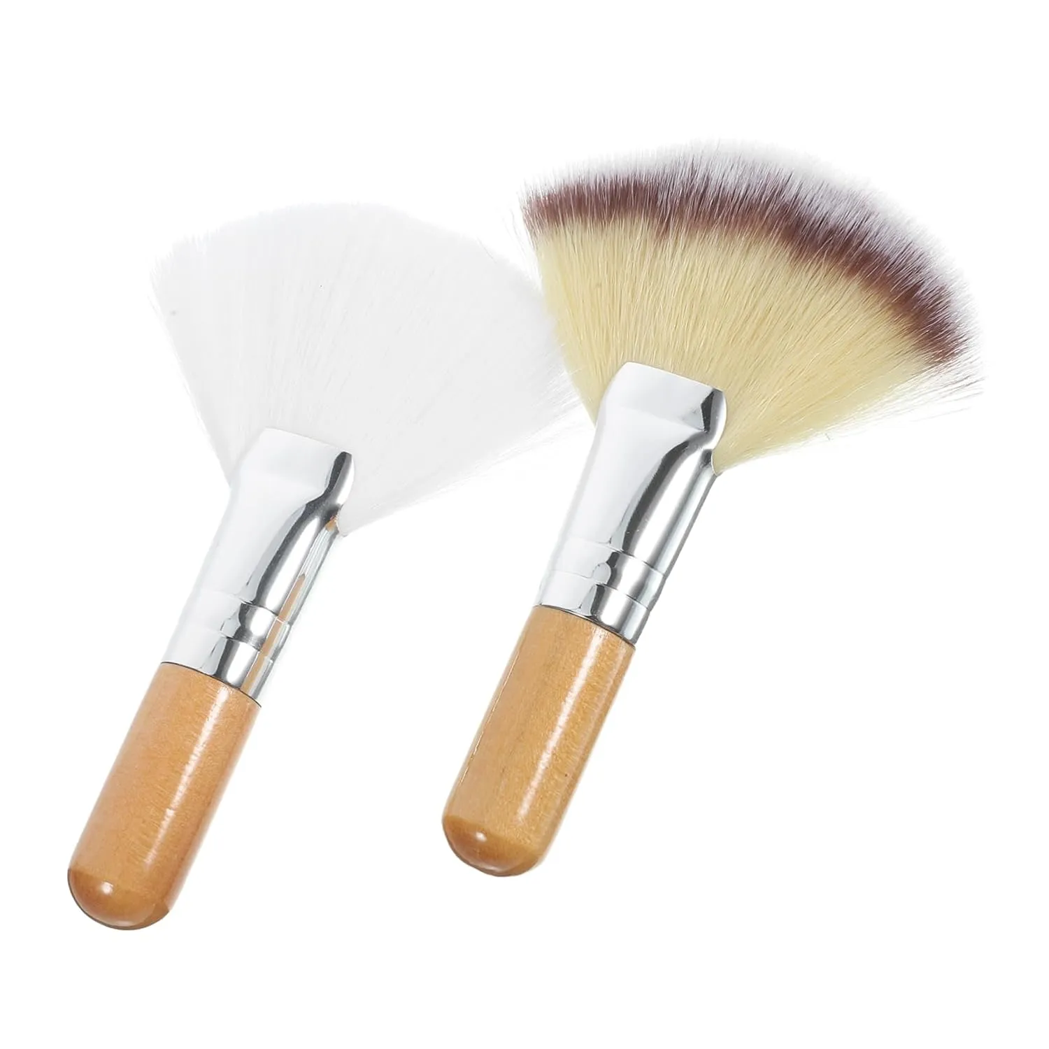 2pcs Fan Makeup Brush for Loose Powder Blush Soft Bristles Handle for Precise Application for Women Makeup Routine