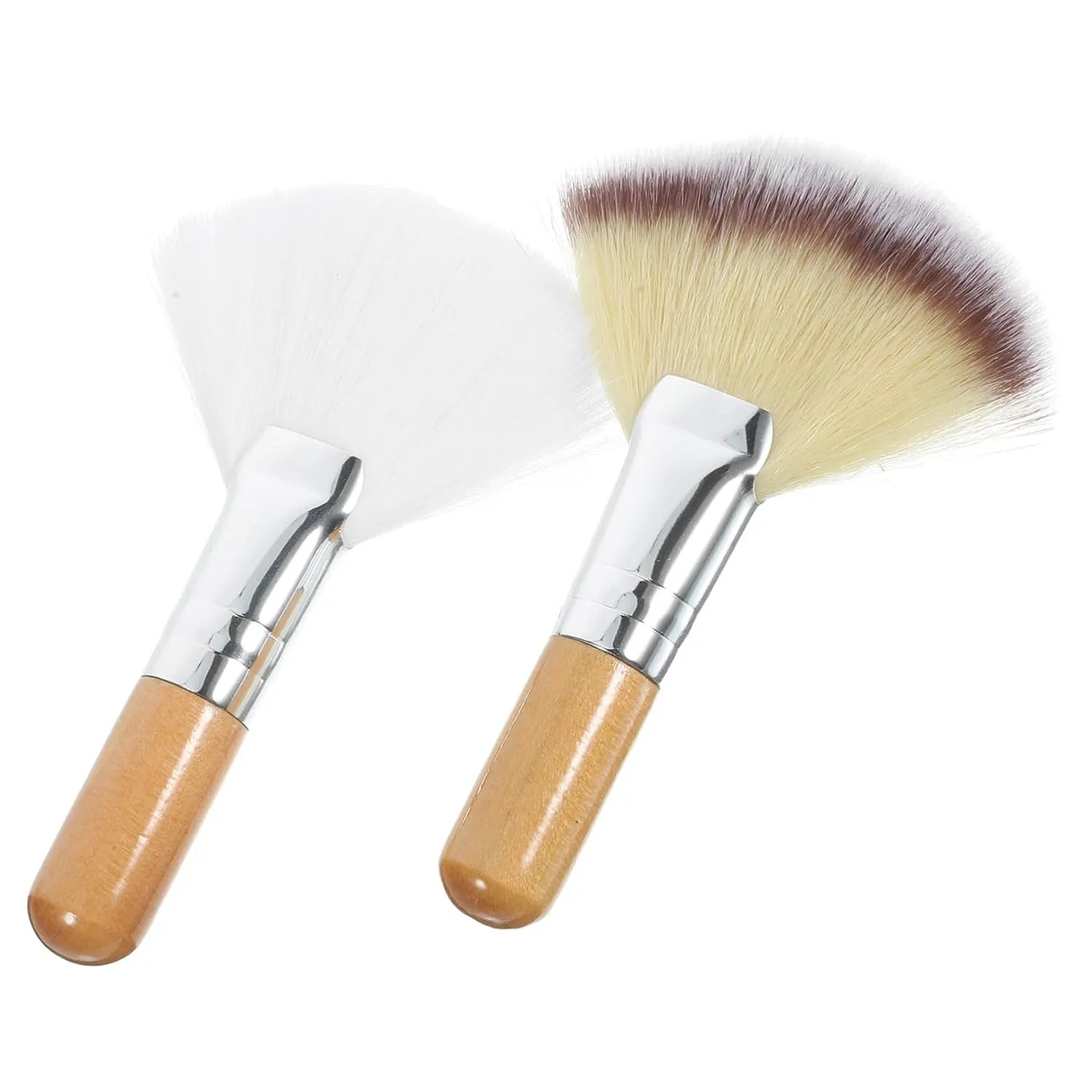 2pcs Fan Makeup Brush for Women Soft Bristles Facial Highlighting Brush for Blush Loose Powder Travel-friendly Versatile Design for Makeup Application