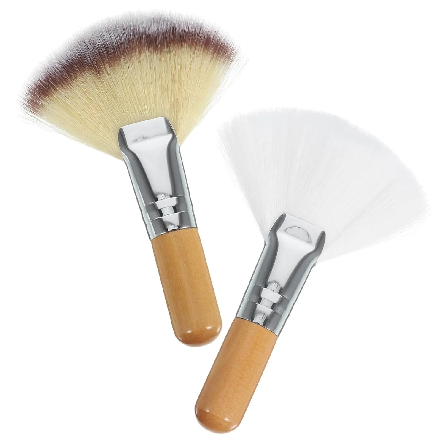 2pcs Fan Makeup Brush Soft Bristles for Blush and Loose Powder Application Handle Design for Easy Use for Women and Makeup Enthusiasts