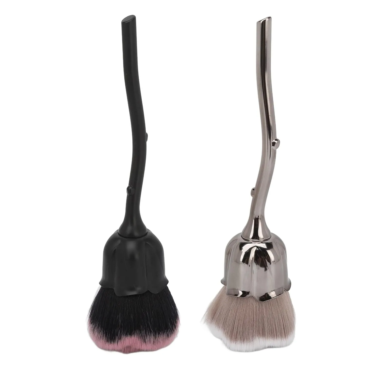2Pcs Rose Flower Makeup Fluffy Soft Brush, Soft Powder Brush, Face Powder Blush Nail Art Dust Remover Brush for Daily Makeup Manicure