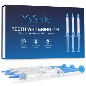 3pc MySmile Teeth Whitening Gel Refill Pack Tooth Whitener 3ml 35% CP 18 Treatments, No Light, Mint