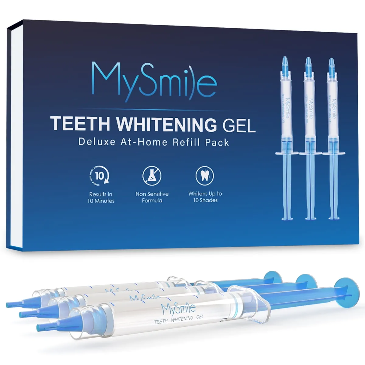 3pc MySmile Teeth Whitening Gel Refill Pack Tooth Whitener 3ml 35% CP 18 Treatments, No Light, Mint
