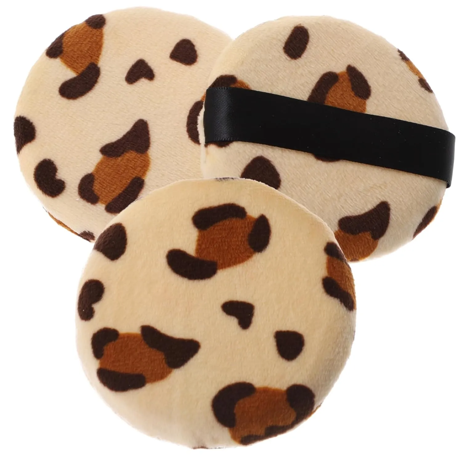 3Pcs Leopard Print Loose Powder Makeup Applicators Soft and Fluffy Face for Daily Use Lightweight and Portable Makeup Gadgets