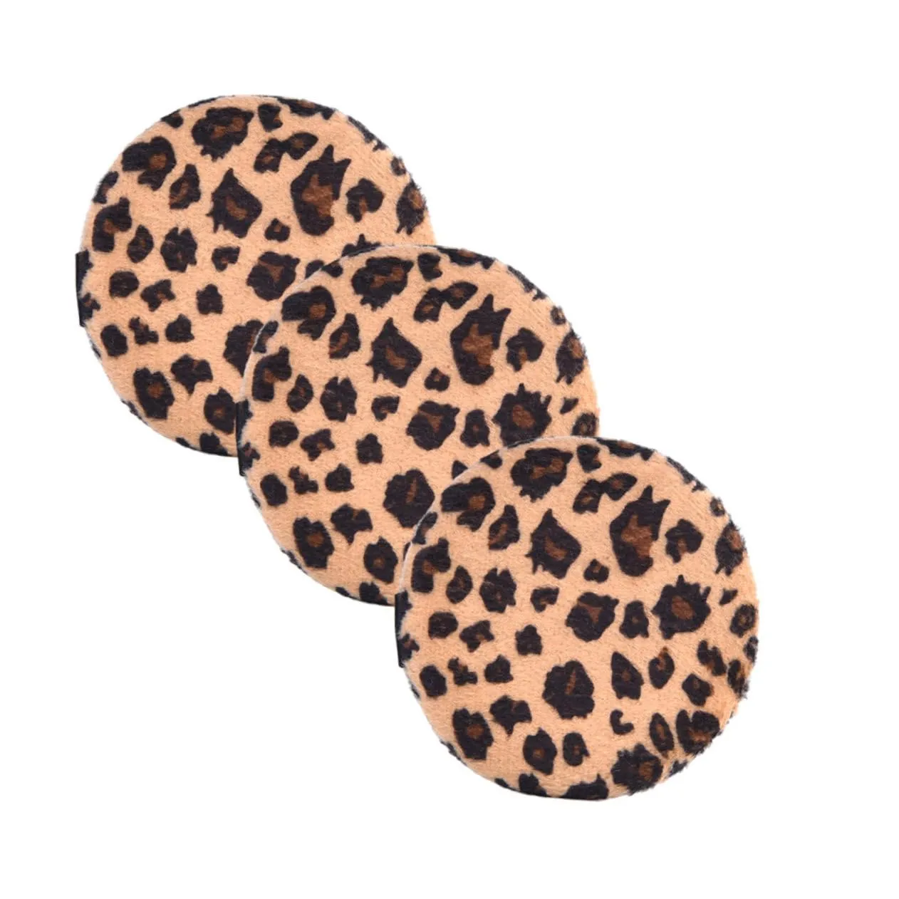 3pcs Leopard Printed Powder Puff Soft Comfortable Loose Powder Applicators for Home Beauty Salon Use Skin-friendly Lightweight Design for Natural Makeup Finish