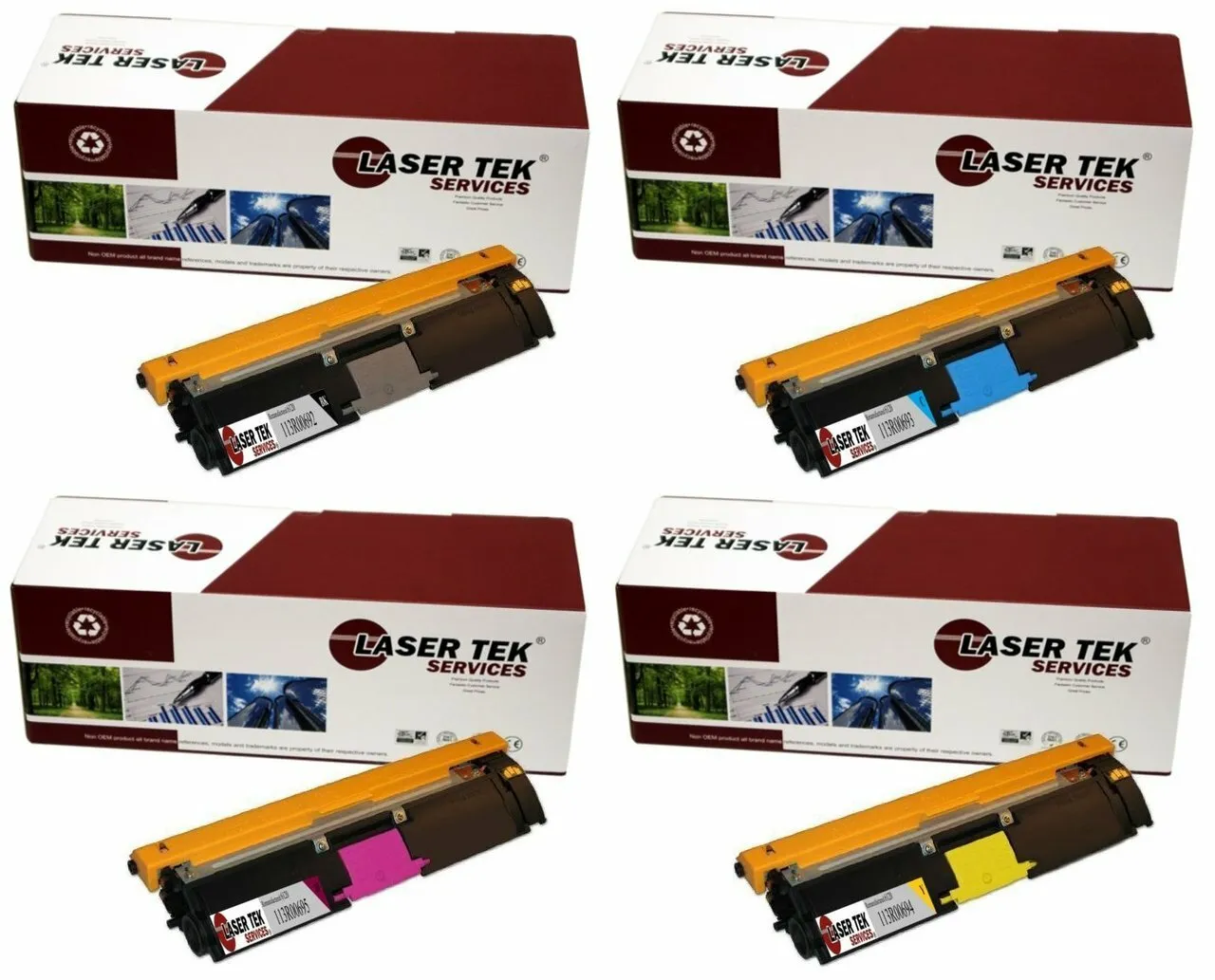 4 Pack Compatible Xerox Phaser 6115 - 6120 Toner Cartridge Replacements for the Xerox 113R00692, 113R00693, 113R00695, 113R00694 (Black, Cyan, Magenta, Yellow)