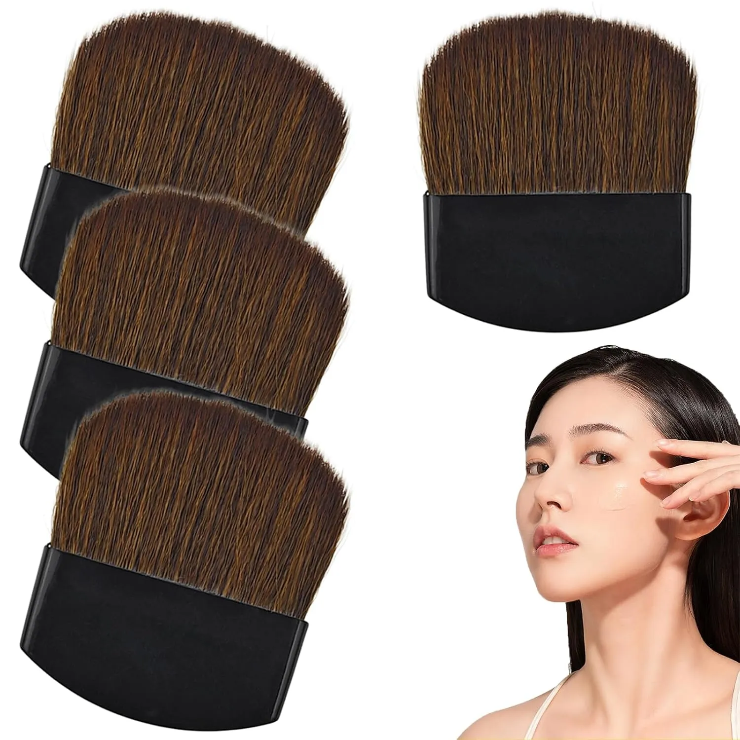 4 PACK Mini Powder Blush Brush, Mini Multi-functional Makeup Brush, Portable Soft Hair Beauty Tool, Facial Makeup Brush