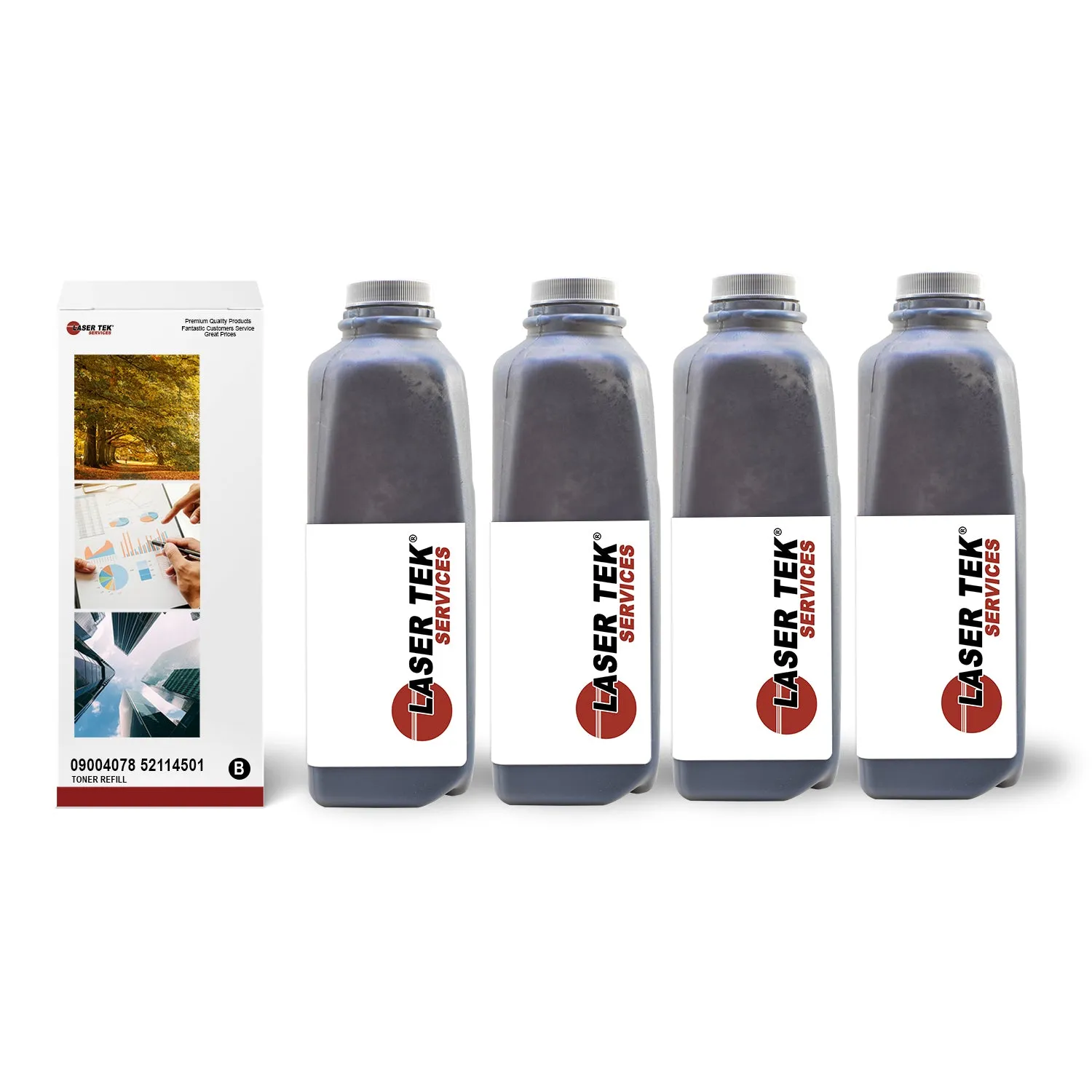 4 Pack Toner Refill Kit for Okidata B6200 Black With Chip | Laser Tek Services