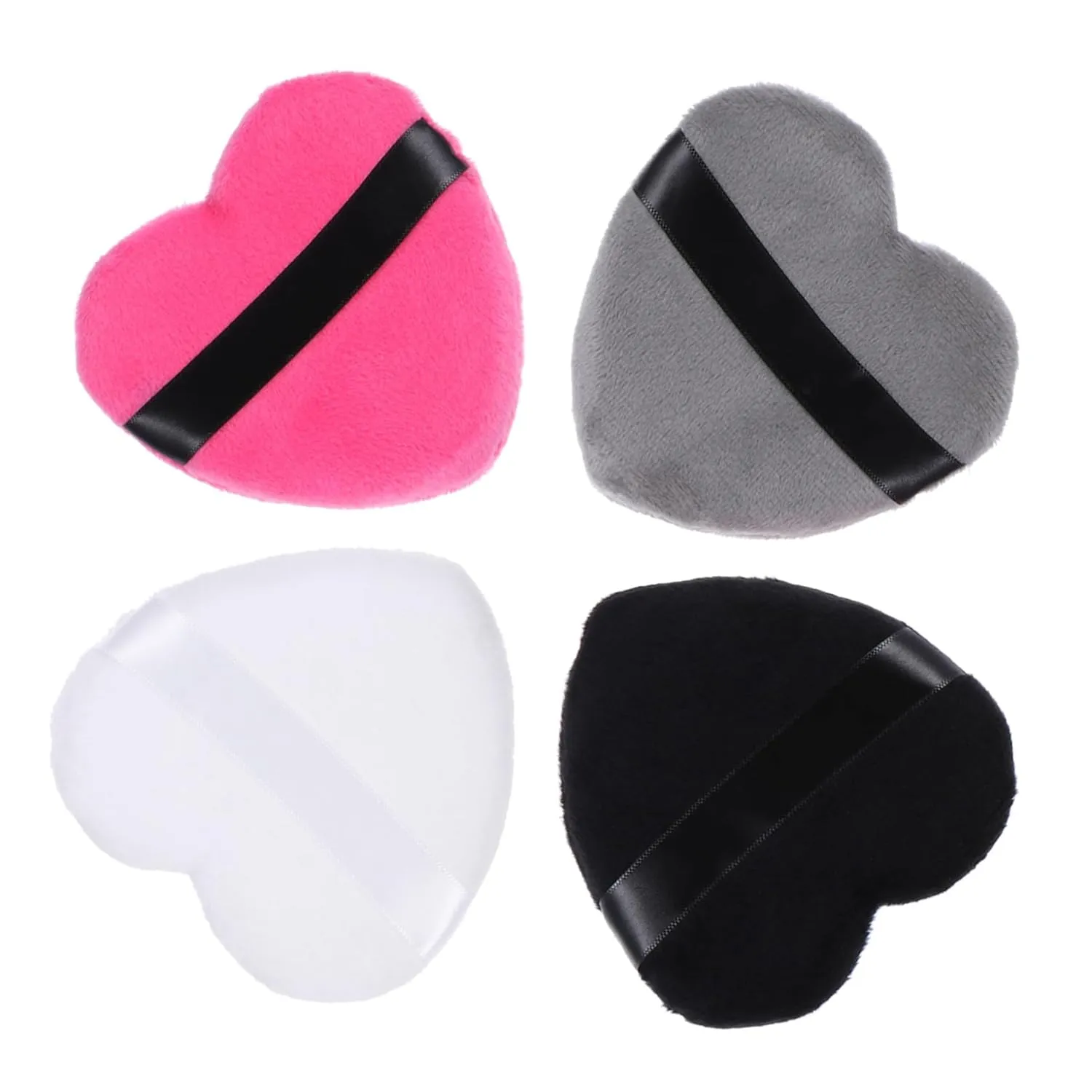4Pcs Heart Shape Cotton Makeup Soft Facial Powder Blender Sponges for Foundation Blusher Highlighter Design for Makeup Application