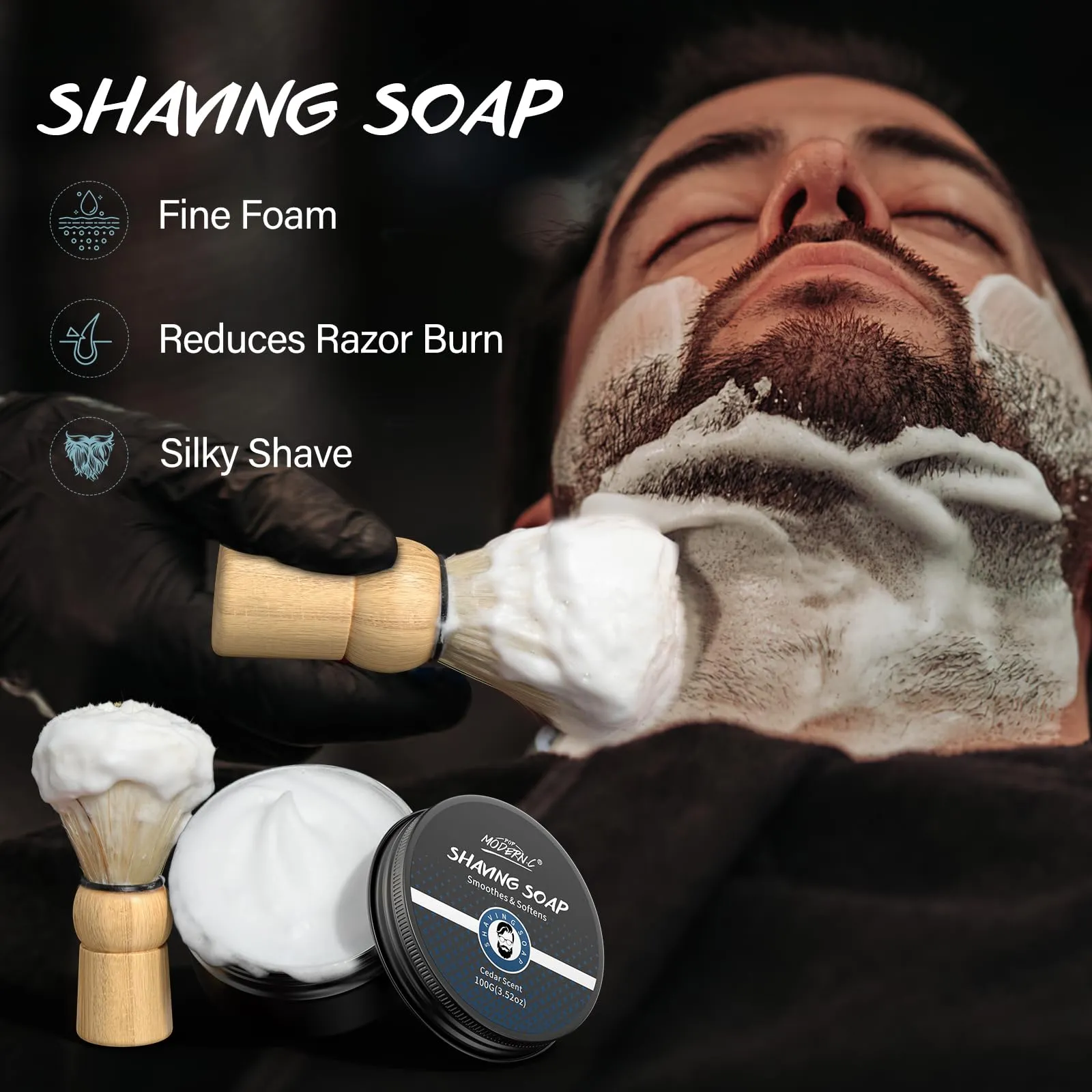 5 Piece Shaving Set for Men Gift Set Includes Shaving Soap, Butter, Beard, Bib Apron, Shaving Oil, Aftershave Lotion, Cream, Shaving Brush, Men's Shave