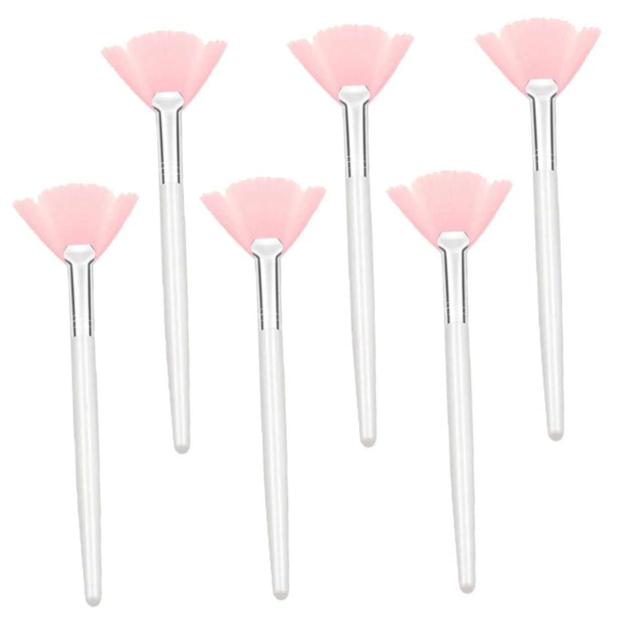 6Pcs Fan Makeup Brushes Soft Hair Applicators for Blending Face Makeup for Loose Powder and Foundation for DIY Beauty Enthusiasts