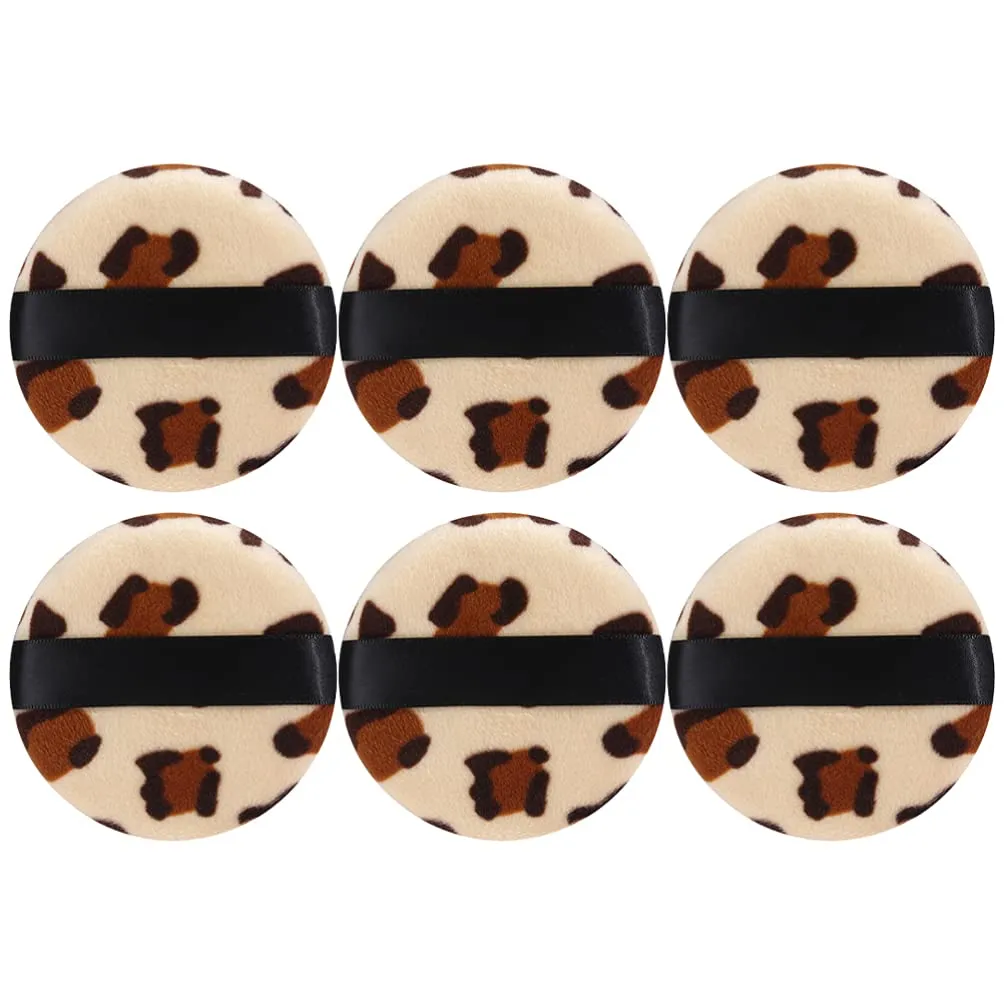 6pcs Leopard Print Puff loose powder applicator makeup remover sponge foundation apply pad Cosmetic sponge puff makeup puffs pads Body Makeup synthetic sponge dry powder make up