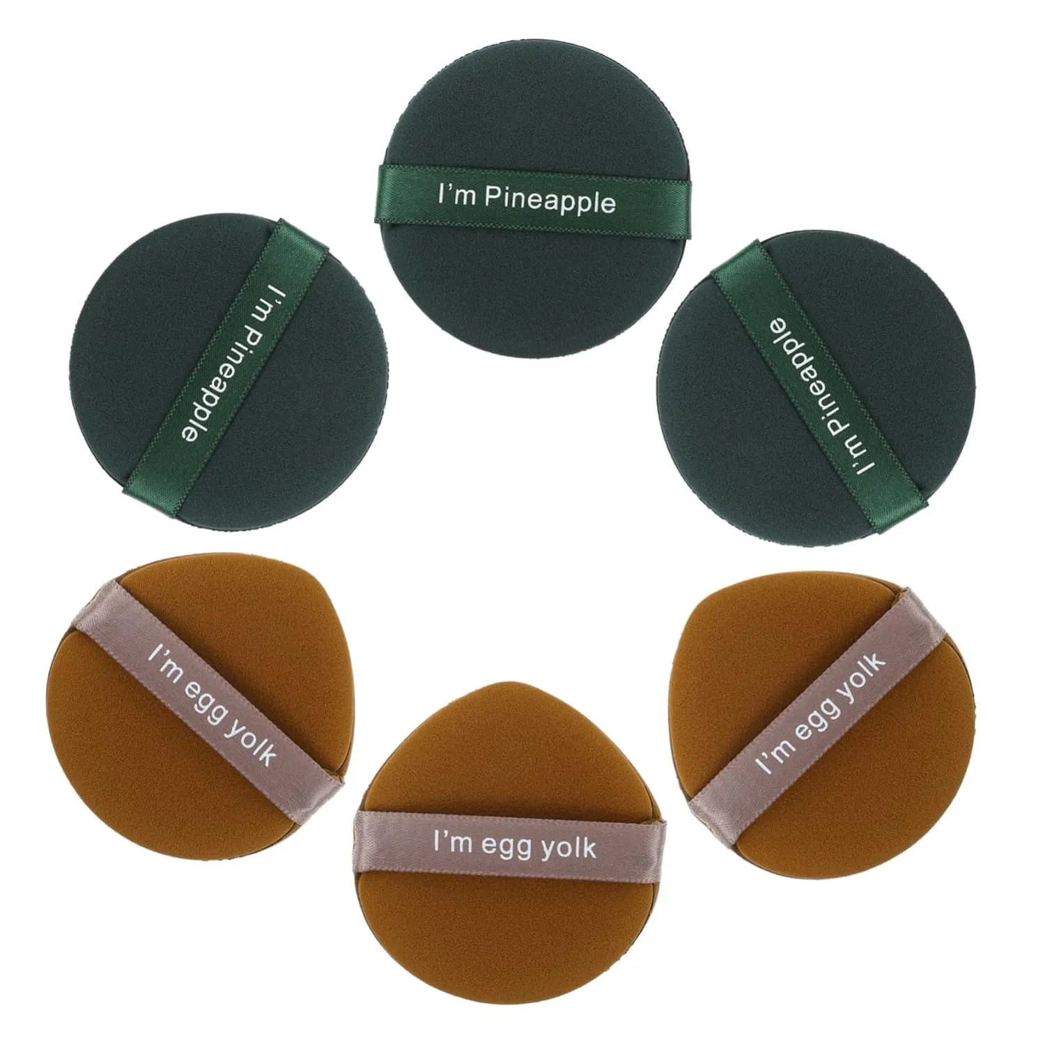 6pcs Loose Powder Puff Dual-sided Cosmetic Applicator for Foundation Concealer Mineral Absorbent Wet Dry Use for Makeup Application