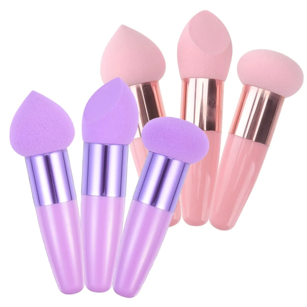 6pcs Makeup Sponge Pens Beauty Makeup Tool Dry Wet Use Soft Fluffy Sponge Brush for Loose Powder Concealer