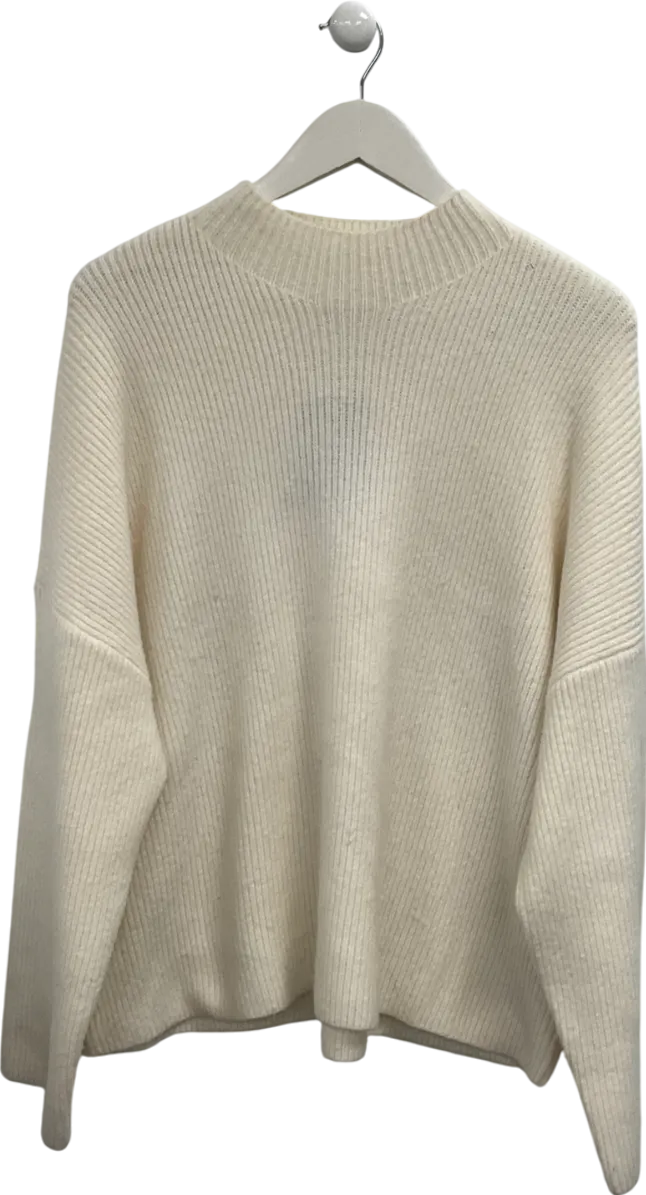 Abercrombie & Fitch Cream Ribbed Mock Neck Jumper UK XL