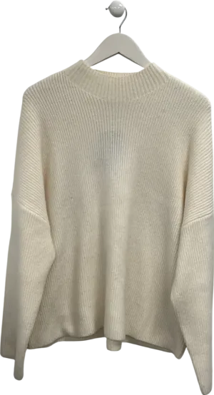 Abercrombie & Fitch Cream Ribbed Mock Neck Jumper UK XL