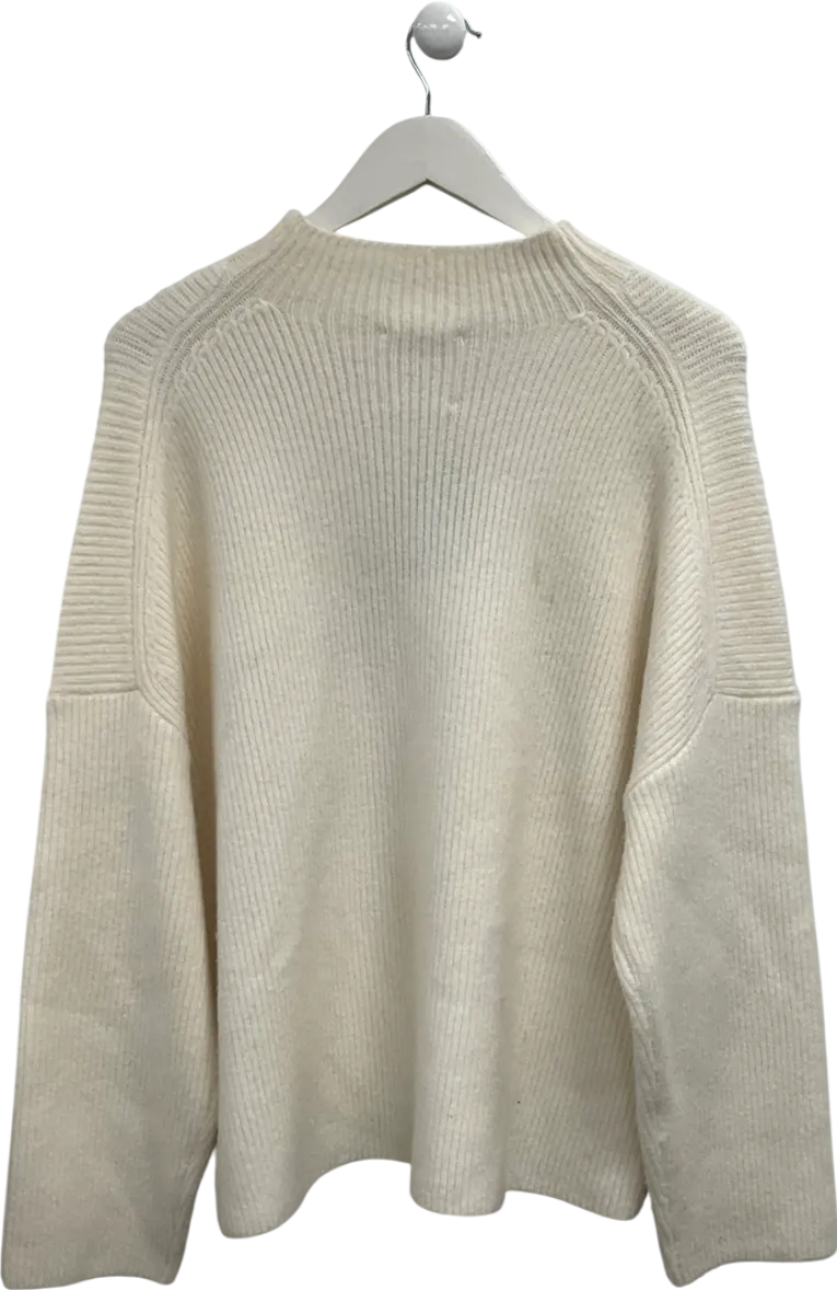 Abercrombie & Fitch Cream Ribbed Mock Neck Jumper UK XL