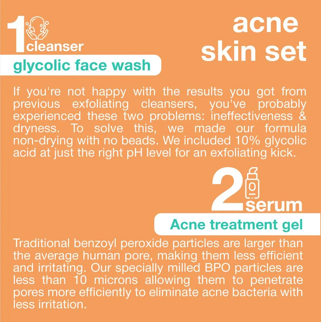 Acne Bundle - Face Wash Cleanser, Acne Treatment Gel, SPF30 Moisturizer