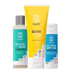 Acne Bundle - Face Wash Cleanser, Acne Treatment Gel, SPF30 Moisturizer
