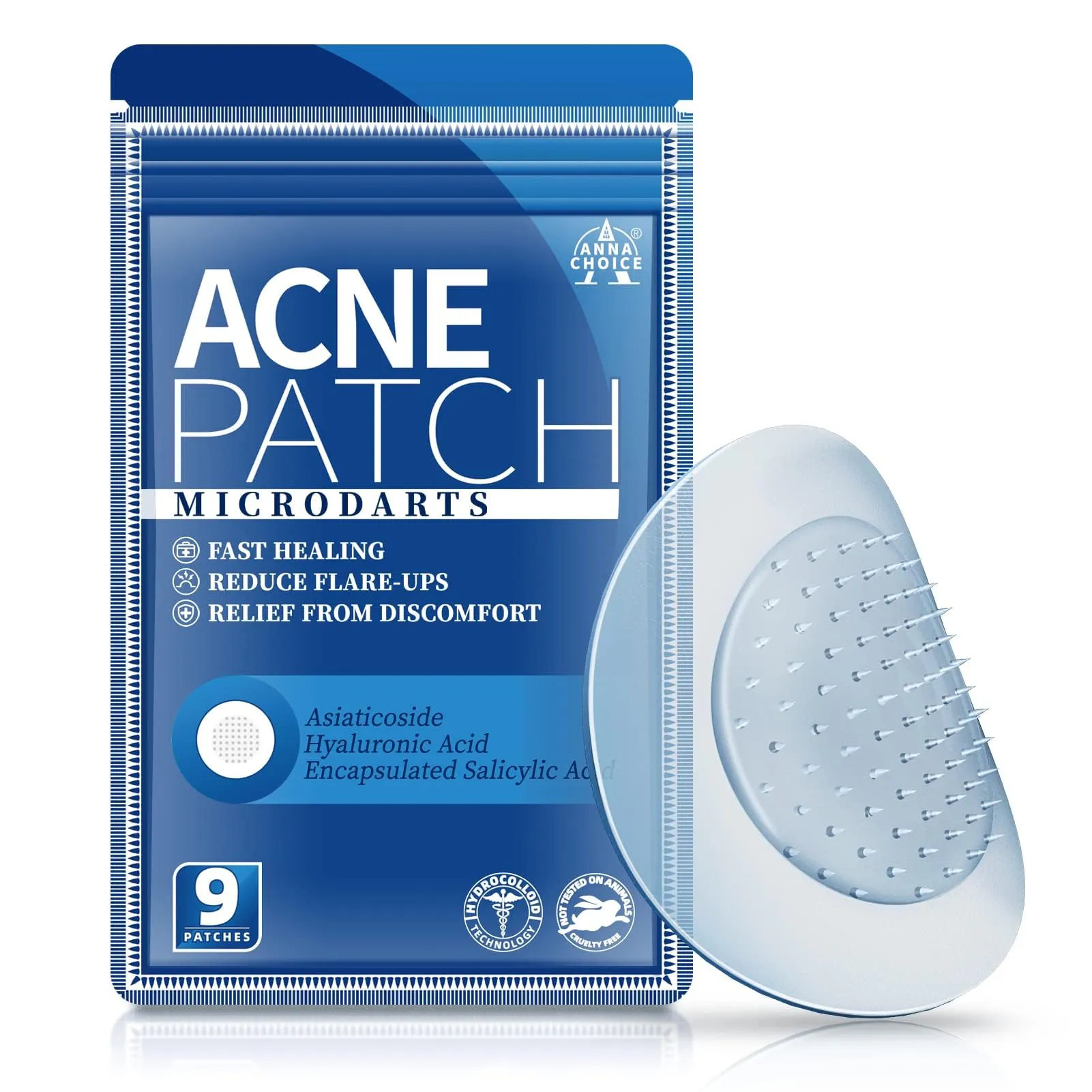 Acne Patches Microdarts for face cute with Salicylic Acid, Hyaluronate-Hydrocolloid pimple patches Microneedle large-9 patches