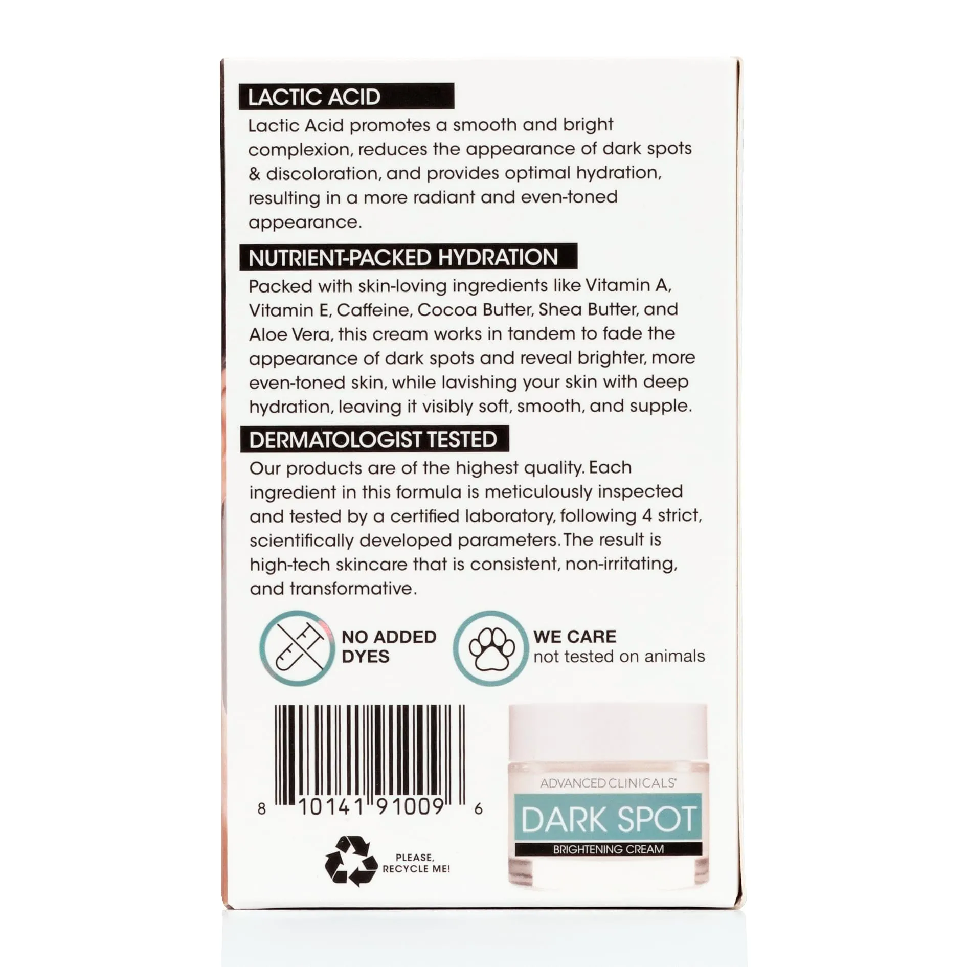 Advanced Clinicals Dark Spot Remover Face Moisturizer Lotion W/Caffeine, Lactic Acid, & Vitamin A | Brightening Face Cream | Dark Spot Corrector For Face, Body, Sun Spot, Age Spot, Melasma, 2 Fl Oz