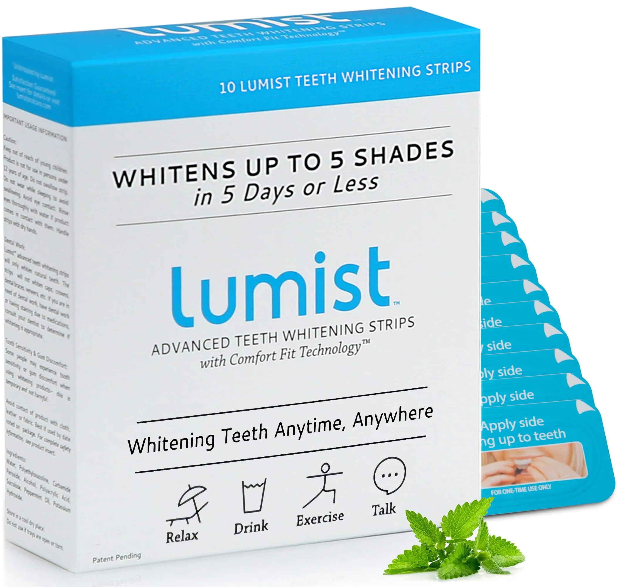 Advanced Teeth Whitening Strips – Pack of 10 (5 Treatments) - 5 Shades Brighter in 5 Days - Mint Flavored with Enamel Safe Comfort Fit Technology - Teeth Whitening Kit for Sensitive Teeth 10 Count (Pack of 1)