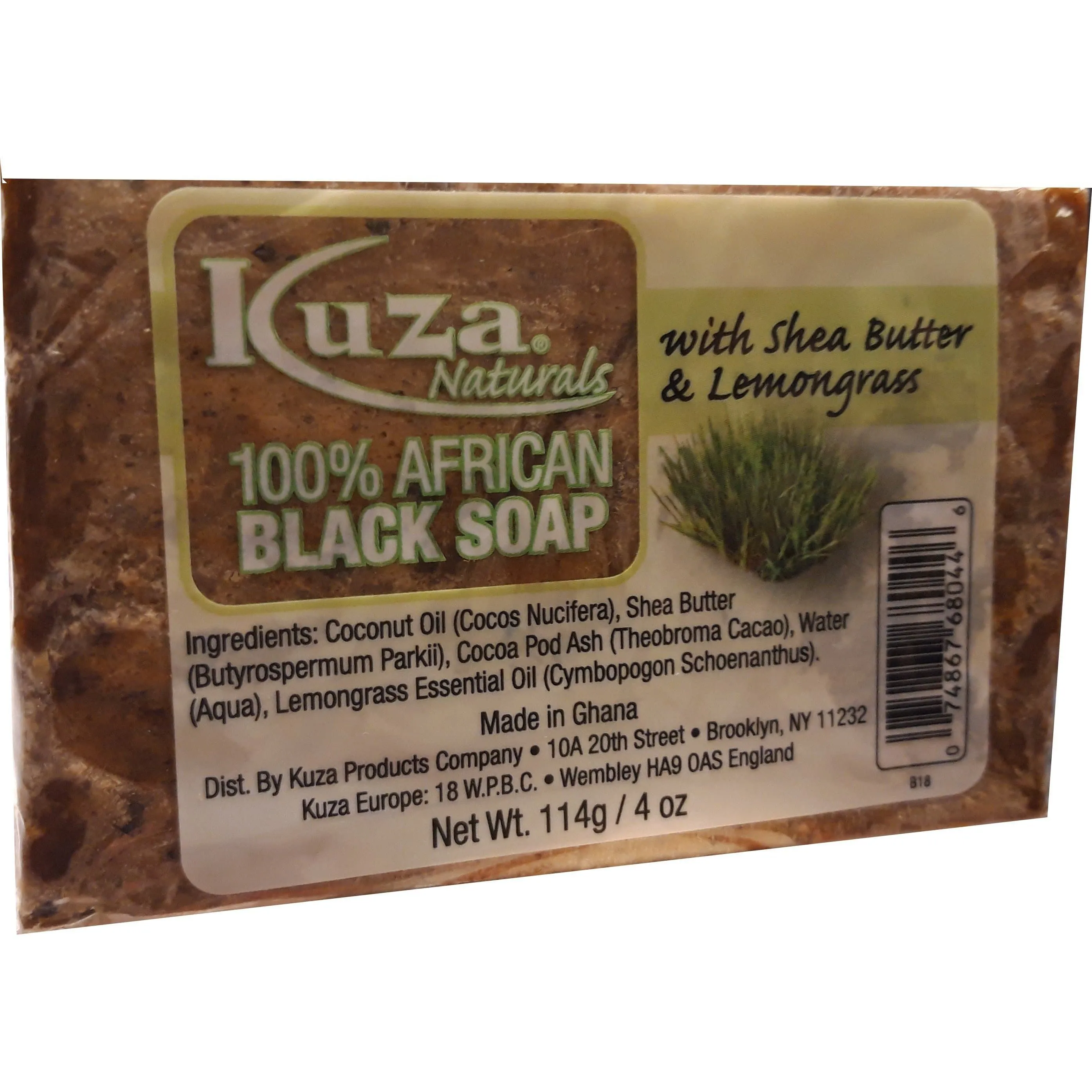 African Black Soap - Kuza Naturals Lemongras 100% African Black Soap 114g