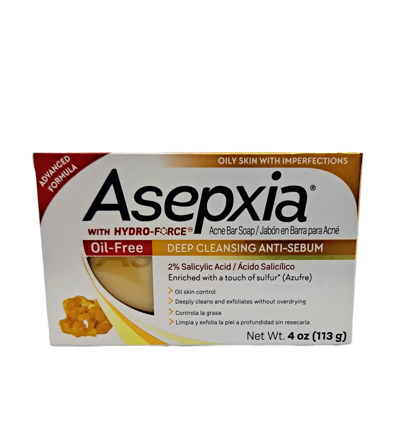 Asepxia Charcoal Acne Bar Soap /Purifying Efect 2% Salicylic Acid/ 4oz