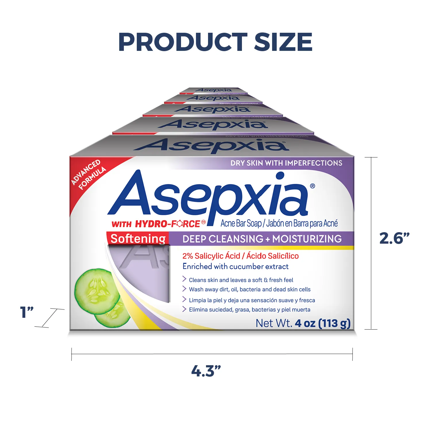 Asepxia Softening, Deep Cleansing Moisturizing Facial Bar Soap - 4 oz. (113g) - Case of 20