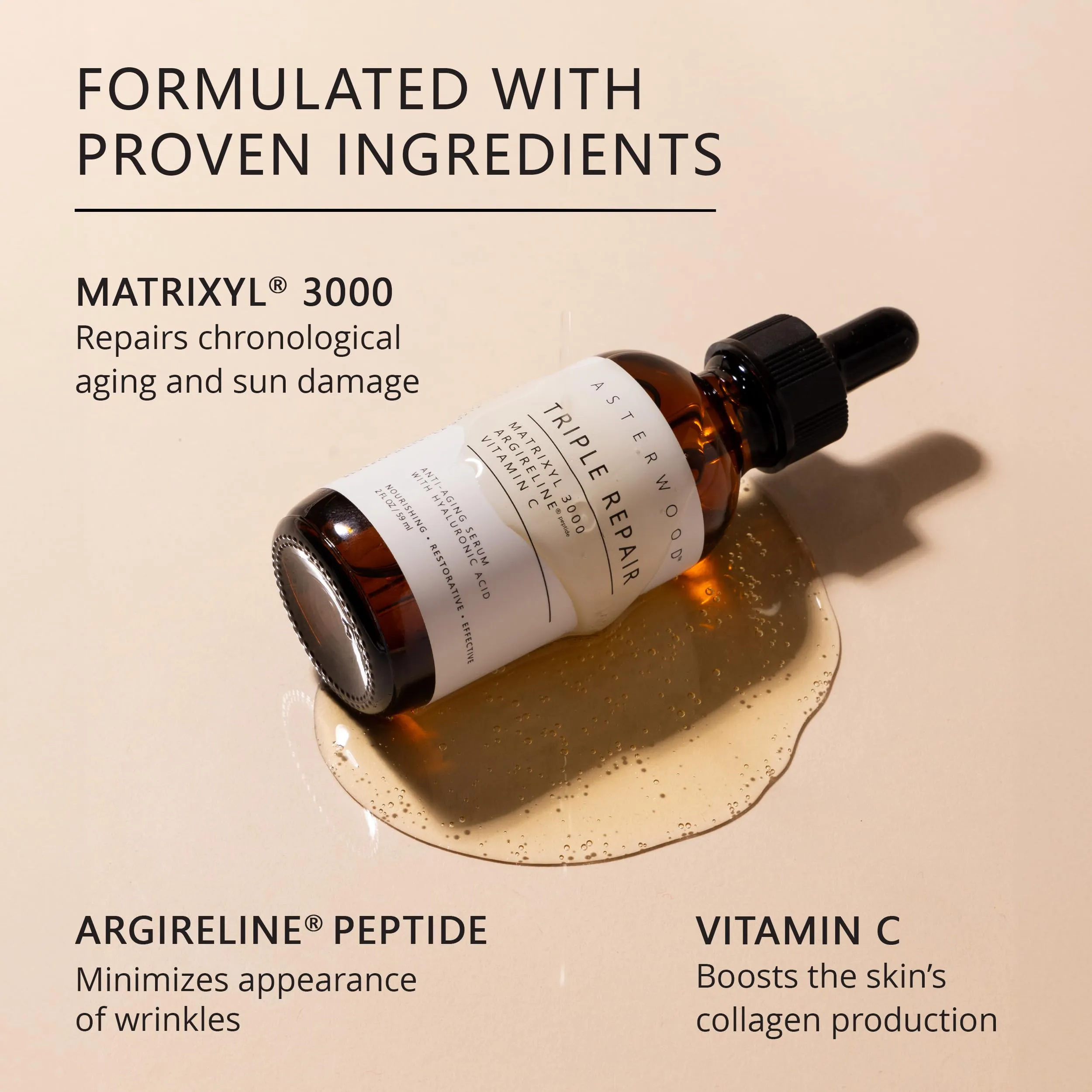 Asterwood Hyaluronic Acid Serum 1 oz   Triple Repair Matrixyl 3000 Serum 1 oz