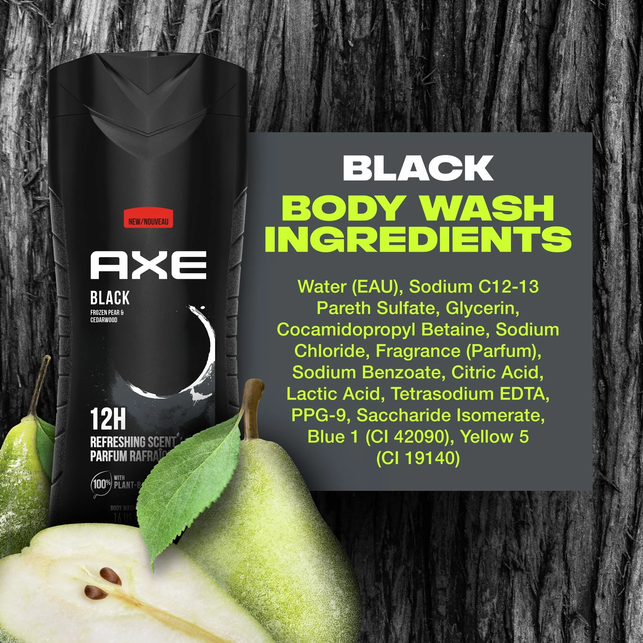 Axe Black Refreshing Daily Use Body Wash, Frozen Pear and Cedarwood, 16 fl oz