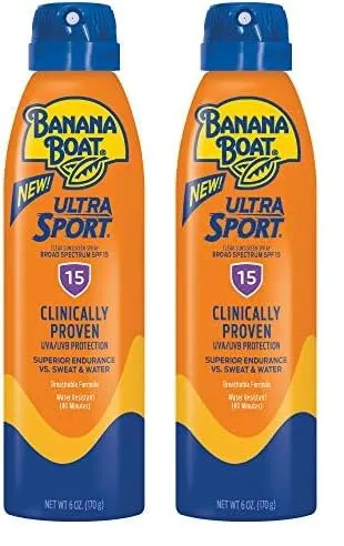Banana Boat Sport Ultra SPF 15 Sunscreen Spray, 6oz | Banana Boat Sunscreen Spray SPF 15, Oxybenzone No Sunscreen, Clear Sunscreen Sunblock, Spray On Sunscreen, Water Resistant Sunscreen SPF 15, 6oz