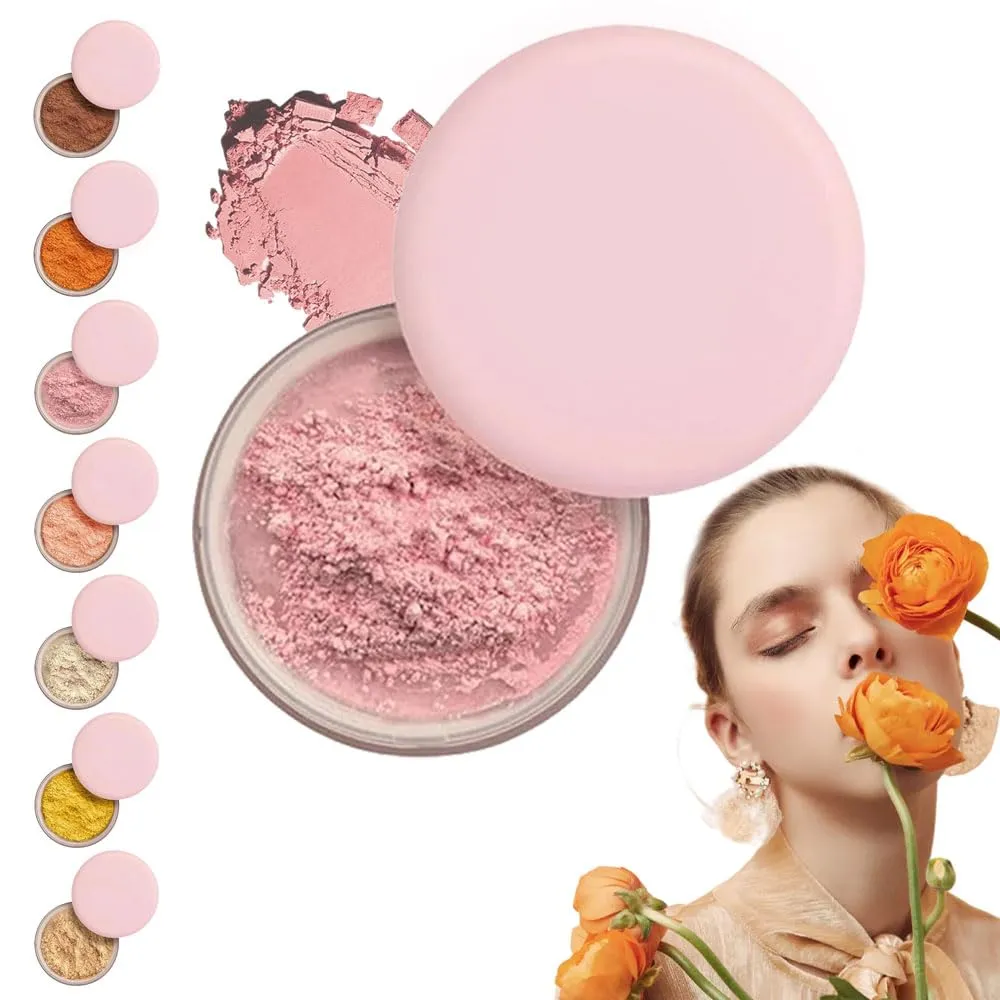 Beauty Setting Powder, 2025 New Blurring Setting Powder Pink Setting Powder Loose Beauty Powder for All Skin Tones (Pink, #02)