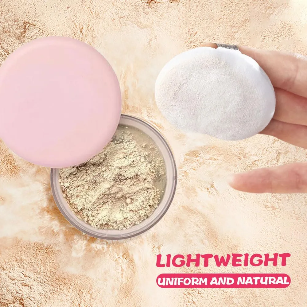 Beauty Setting Powder, 2025 New Blurring Setting Powder Pink Setting Powder Loose Beauty Powder for All Skin Tones (Pink, #02)