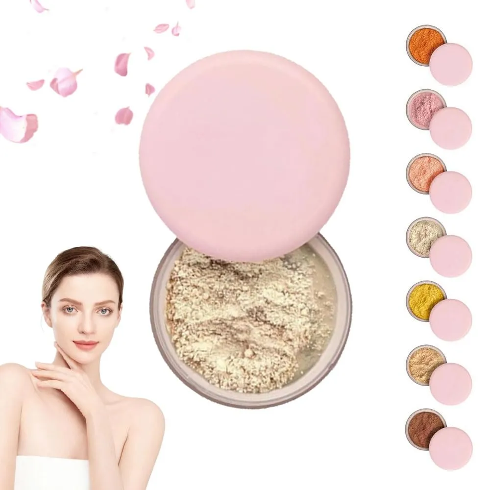 Blurring Setting Powder, 2025 Upgrade Pink Setting Powder Makeup Waterproof Setting Powder for All Skin Tones(#02)