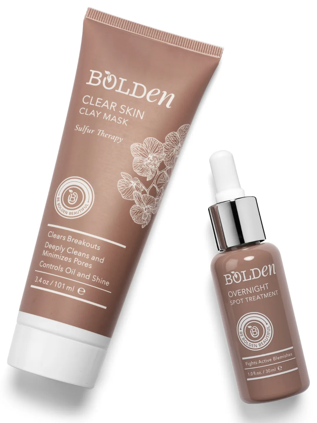 Bolden Acne Treatment Kit | Sulfur Clay Mask & Spot Treatment for Day-Night Care